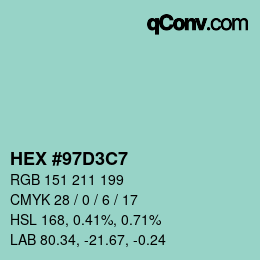 Color code: HEX #97D3C7 | qconv.com