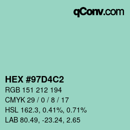 Color code: HEX #97D4C2 | qconv.com