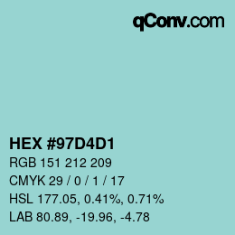 カラーコード: HEX #97D4D1 | qconv.com