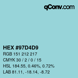 颜色代码: HEX #97D4D9 | qconv.com