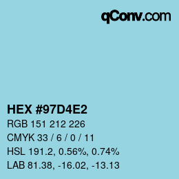 颜色代码: HEX #97D4E2 | qconv.com