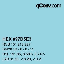カラーコード: HEX #97D5E3 | qconv.com