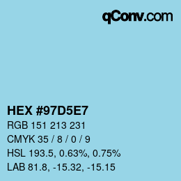 颜色代码: HEX #97D5E7 | qconv.com