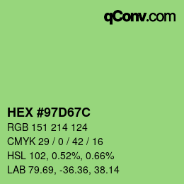 Color code: HEX #97D67C | qconv.com