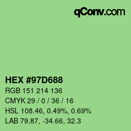 Color code: HEX #97D688 | qconv.com