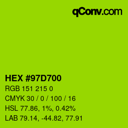 Color code: HEX #97D700 | qconv.com