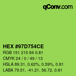 Farbcode: HEX #97D754CE | qconv.com