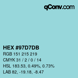 颜色代码: HEX #97D7DB | qconv.com