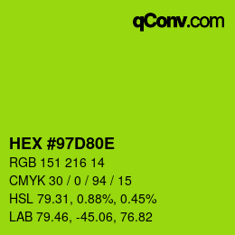 Color code: HEX #97D80E | qconv.com