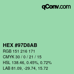 カラーコード: HEX #97D8AB | qconv.com