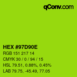 Color code: HEX #97D90E | qconv.com