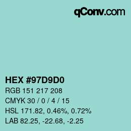 Color code: HEX #97D9D0 | qconv.com