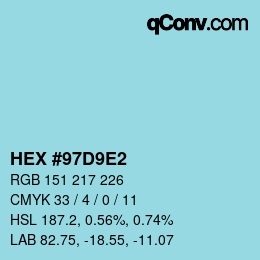 カラーコード: HEX #97D9E2 | qconv.com