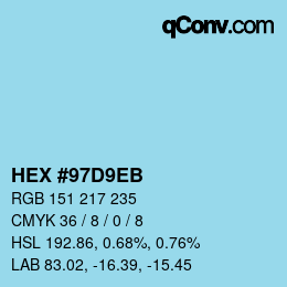 Color code: HEX #97D9EB | qconv.com