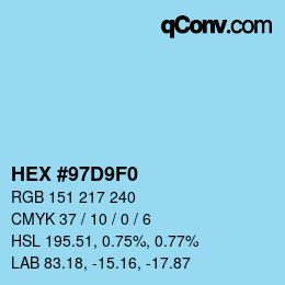 Color code: HEX #97D9F0 | qconv.com