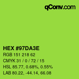 Color code: HEX #97DA3E | qconv.com