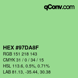 Color code: HEX #97DA8F | qconv.com