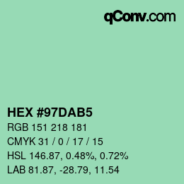 カラーコード: HEX #97DAB5 | qconv.com
