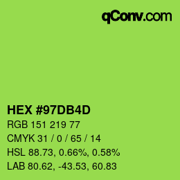 颜色代码: HEX #97DB4D | qconv.com