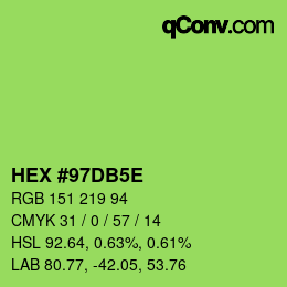 Farbcode: HEX #97DB5E | qconv.com
