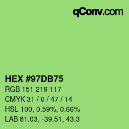 カラーコード: HEX #97DB75 | qconv.com