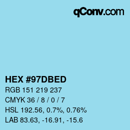 颜色代码: HEX #97DBED | qconv.com