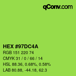 カラーコード: HEX #97DC4A | qconv.com