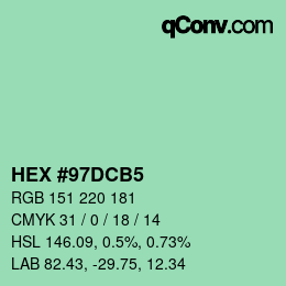 カラーコード: HEX #97DCB5 | qconv.com