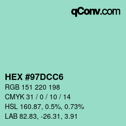 Color code: HEX #97DCC6 | qconv.com