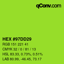 カラーコード: HEX #97DD29 | qconv.com