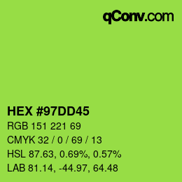 カラーコード: HEX #97DD45 | qconv.com