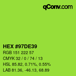 カラーコード: HEX #97DE39 | qconv.com