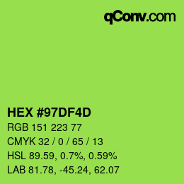 颜色代码: HEX #97DF4D | qconv.com
