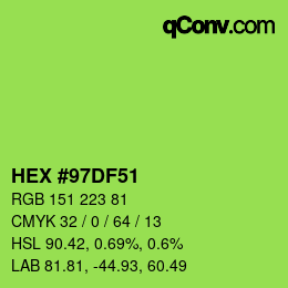 カラーコード: HEX #97DF51 | qconv.com