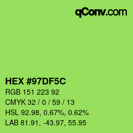 Color code: HEX #97DF5C | qconv.com