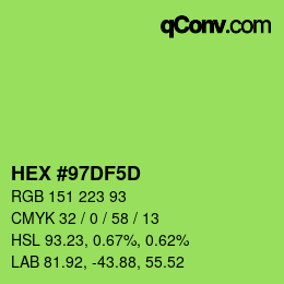 Color code: HEX #97DF5D | qconv.com