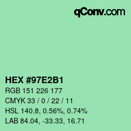 Código de color: HEX #97E2B1 | qconv.com