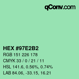 カラーコード: HEX #97E2B2 | qconv.com