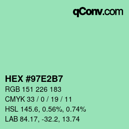 カラーコード: HEX #97E2B7 | qconv.com
