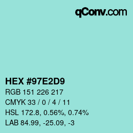 Color code: HEX #97E2D9 | qconv.com