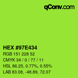 颜色代码: HEX #97E434 | qconv.com