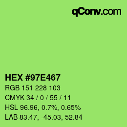 颜色代码: HEX #97E467 | qconv.com