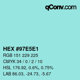 Color code: HEX #97E5E1 | qconv.com