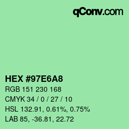 カラーコード: HEX #97E6A8 | qconv.com