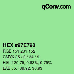 Código de color: HEX #97E798 | qconv.com