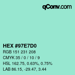Color code: HEX #97E7D0 | qconv.com