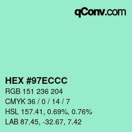 カラーコード: HEX #97ECCC | qconv.com