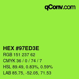 Color code: HEX #97ED3E | qconv.com