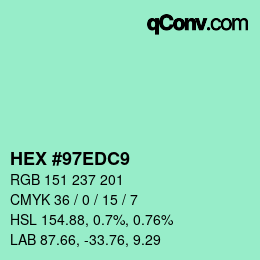 カラーコード: HEX #97EDC9 | qconv.com