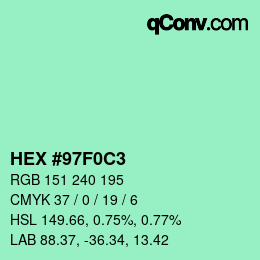 Color code: HEX #97F0C3 | qconv.com
